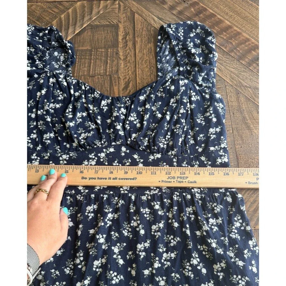 Hollister Mini Dress XL Cottagecore Smocked Boho Floral Summer Ditsy Pockets